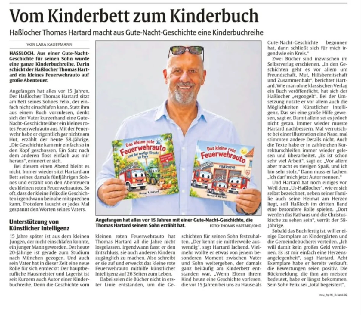 Zeitungsbericht: Vom Kinderbett zum Kinderbuch