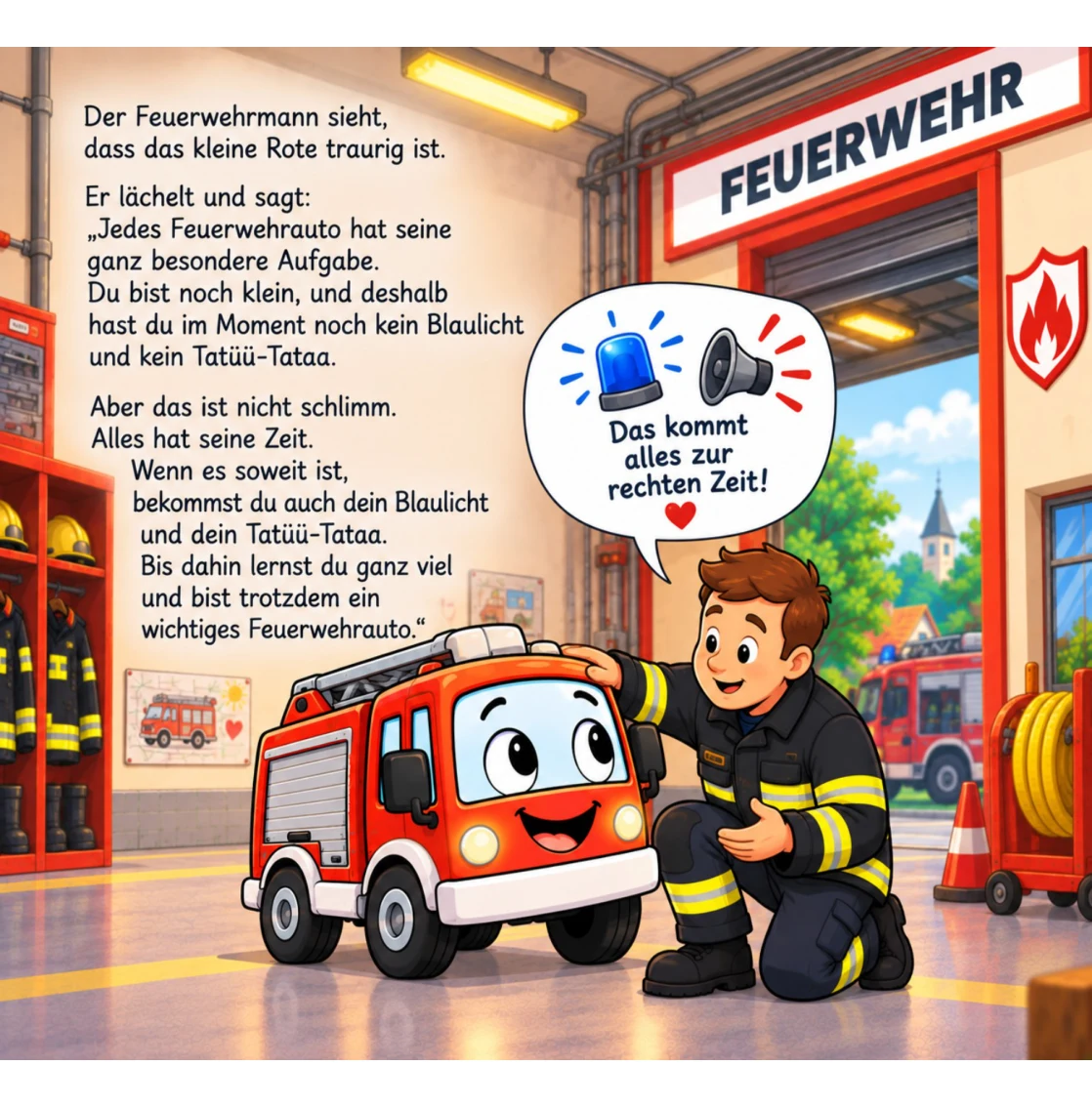 Originalseite 1 der Leseprobe: Das kleine rote Feuerwehrauto